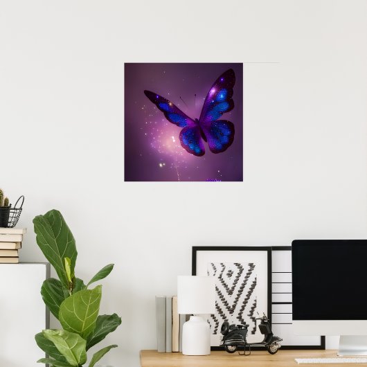 Indigo Paarse Pixie Dust Butterfly Poster (Thuiskantoor)