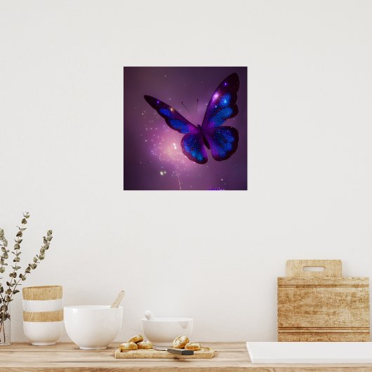 Indigo Paarse Pixie Dust Butterfly Poster (Keuken)