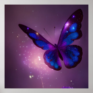 Indigo Paarse Pixie Dust Butterfly Poster