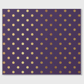 Indigo Paarse Plum Golden Small Polka Dots Cadeaupapier (Vlak)
