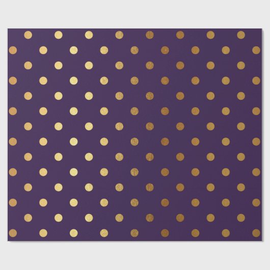 Indigo Paarse Plum Golden Small Polka Dots Cadeaupapier (Vlak)