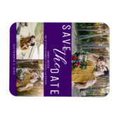 Indigo Paarse Save the Date Wedding 3 Foto's Magneet (Horizontaal)