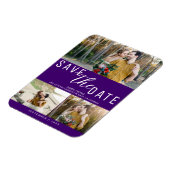 Indigo Paarse Save the Date Wedding 3 Foto's Magneet (Linkerzijde)