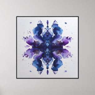Indigo Paarse Symmetrische Waterverf Mandala Canvas Afdruk