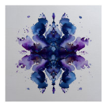 Indigo Paarse Symmetrische Waterverf Mandala