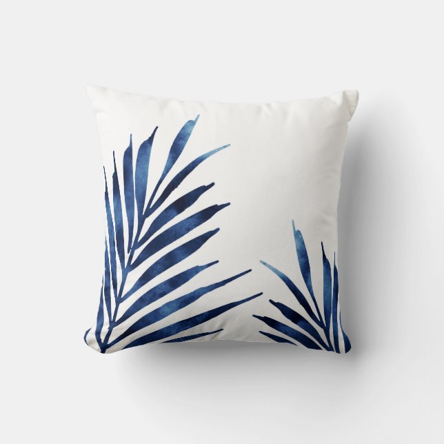 Indigo Palm Fronds Kussen (Voorkant)