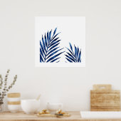 Indigo Palm Fronds Poster (Keuken)