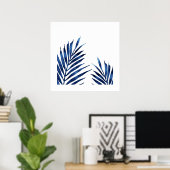 Indigo Palm Fronds Poster (Thuiskantoor)