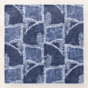Indigo Patchwork: gestructureerde gecontroleerde e Glazen Onderzetter