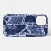 Indigo Patchwork: gestructureerde gecontroleerde e iPhone Hoesje (Achterkant horizontaal)