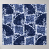 Indigo Patchwork: gestructureerde gecontroleerde e Poster (Voorkant)
