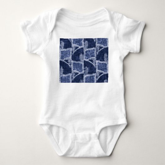 Indigo Patchwork: gestructureerde gecontroleerde e Romper (Voorkant)