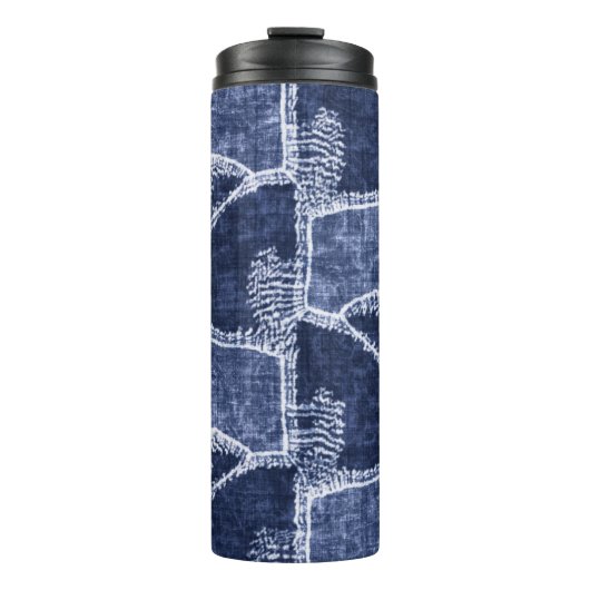 Indigo Patchwork: gestructureerde gecontroleerde e Thermosbeker (Voorkant)