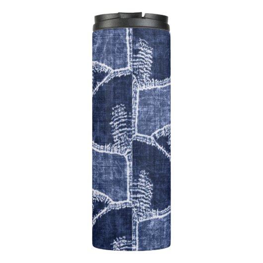 Indigo Patchwork: gestructureerde gecontroleerde e Thermosbeker (Achterkant)