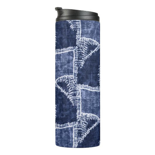 Indigo Patchwork: gestructureerde gecontroleerde e Thermosbeker (Geroteerd rechts)