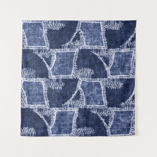 Indigo Patchwork: gestructureerde gecontroleerde e Wandkleed (Voorkant (horizontaal))