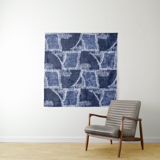 Indigo Patchwork: gestructureerde gecontroleerde e Wandkleed (In Situ (horizontaal))