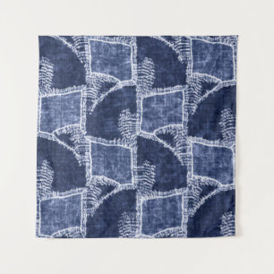 Indigo Patchwork: gestructureerde gecontroleerde e Wandkleed