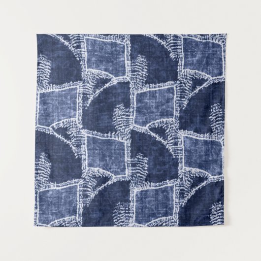 Indigo Patchwork: gestructureerde gecontroleerde e Wandkleed (Voorkant)