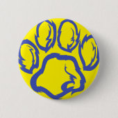 Indigo Paw print - Gele achtergrond Ronde Button 5,7 Cm (Voorkant)