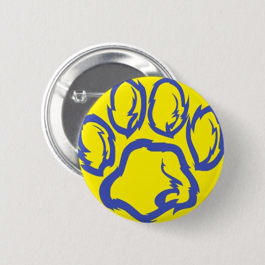 Indigo Paw print - Gele achtergrond Ronde Button 5,7 Cm (Voorkant /achterkant)