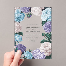 Indigo Petal, Blue Hydrangea & Frost Pearl Wedding Acryl Uitnodigingen