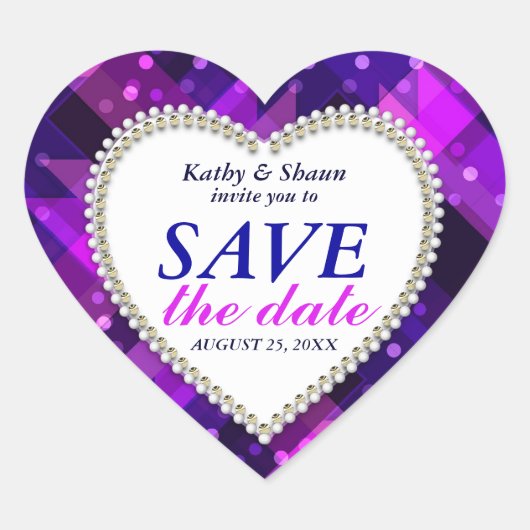 Indigo Pink Modern Save the Date Wedding Stickers (Voorkant)