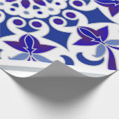 Indigo Portugese Azulejos Blue and White Tegels Cadeaupapier (Hoek)