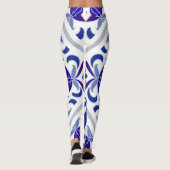 Indigo Portugese Azulejos Blue and White Tegels Leggings (Achterkant)