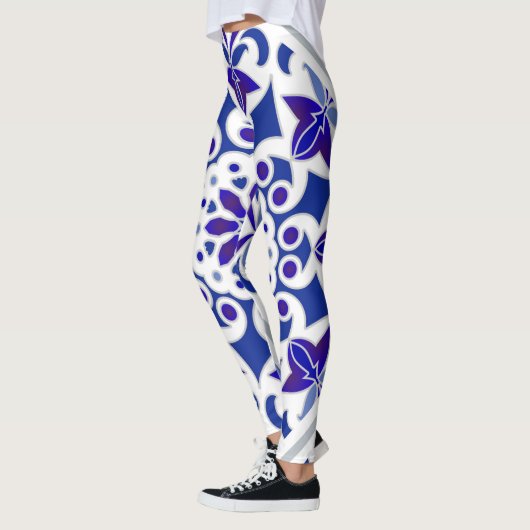 Indigo Portugese Azulejos Blue and White Tegels Leggings (Links)