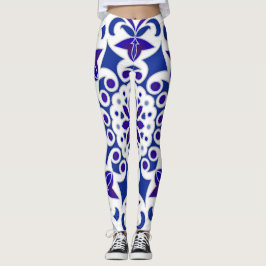 Indigo Portugese Azulejos Blue and White Tegels Leggings