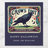 Indigo Potion Halloween Zwarte Kraai Wijnlabel Wijn Etiket (Enkel label)