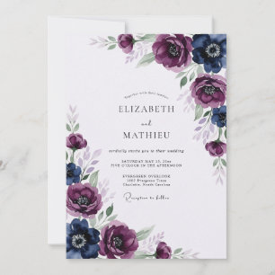 Indigo Pruim Elegante Winterhuwelijk Kaart
