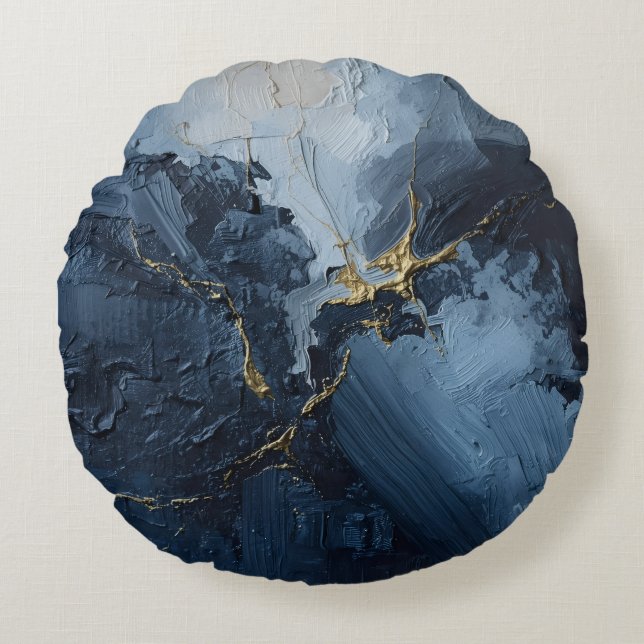 "Indigo Rhapsody" Rond Kussen (Voorkant)