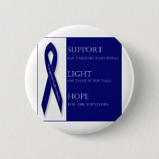 Indigo Ribbon. - Steun, licht, hoop. -DBI Ronde Button 5,7 Cm