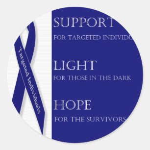 Indigo Ribbon. - Steun, licht, hoop. -DBI Ronde Sticker