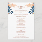 Indigo Roest Moderne Bloemen Boho Elegante Bruilof Programmakaart (Achterkant)