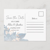 Indigo Roest Moderne Bloemenbruiloft Save The Date Aankondigingskaart (Achterkant)