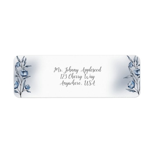 Indigo Romance Huwelijk Retouradreslabels Etiket (Voorkant)