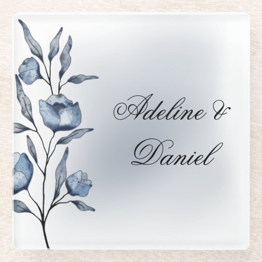 Indigo Romance Trouwglas Onderzetters (Voorkant)