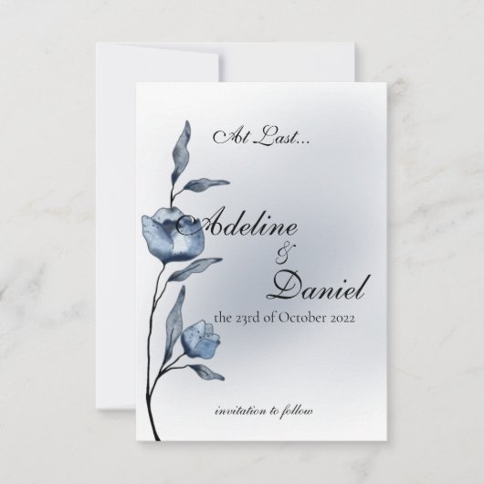 Indigo Romance Trouwkaart Save the Date Kaarten (Voorkant)