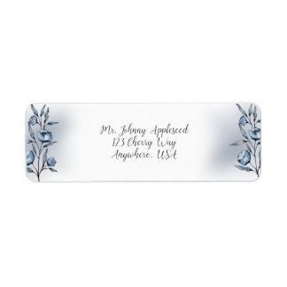 Indigo Romance Wedding Return Address Labels