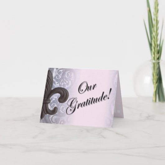 indigo/roos "ijzeren fleur de lis" dankkaartjes bedankkaart (Voorkant)