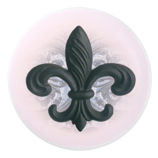 indigo/roos "IJzeren fleur de lis"-kast PULL Keramische Knop (Voorkant)