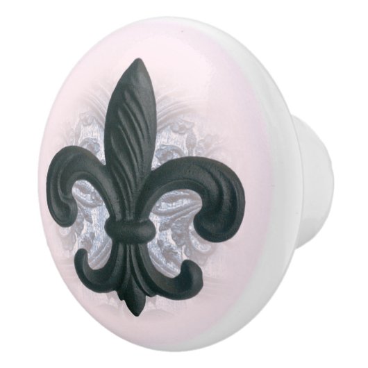 indigo/roos "IJzeren fleur de lis"-kast PULL Keramische Knop (Rechts)