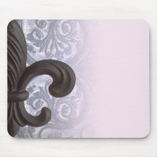 indigo/roos "iron fleur de lis" mousepad muismat (Voorkant)