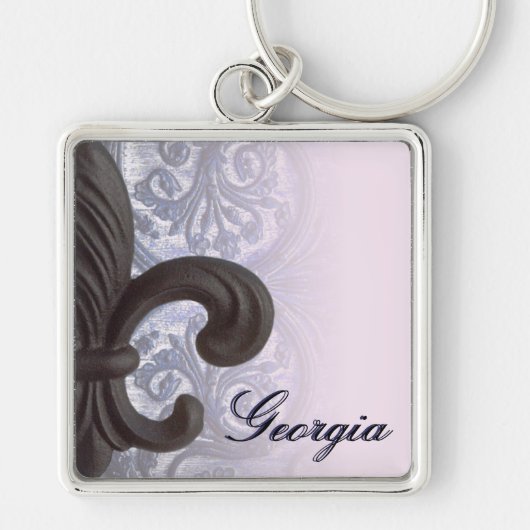 indigo/roos "iron fleur de lis" Premium Keyring Sleutelhanger (Voorkant)