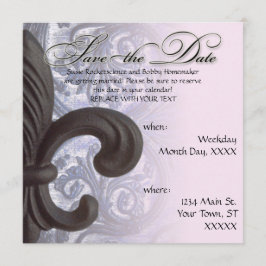 Indigo/roos "iron fleur de lis" save the date