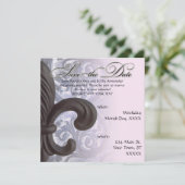 Indigo/roos "iron fleur de lis" save the date (Staand voorkant)