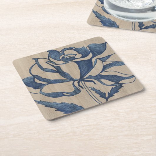 Indigo Roos Kartonnen Onderzetters (Schuin)